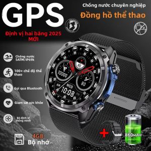 Đồng Hồ Thông Minh GPS 2025 Dành Cho Nam Cấp Độ Quân Sự Chống Nước 30M Màn Hình AMOLED Bộ Nhớ 4GB Trình Phát Video Theo Dõi Giấc Ngủ & Nhịp Tim