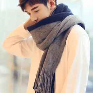 Fashion Winter Mens Knitted Scarf Warm Neckerchief Patchwork Striped Scarves Soft Long Casual Male Bufanda Pashmina Shawl