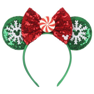 New Christmas Mickey Mouse Ear Headband Sequin Bows Girl Adult Kids Disney Party Cosplay Hair Accessories Princess Hairband