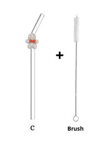 1PC/4PCS Sparkle Gingerbread Glass Straw, Ideal adult Christmas gift.Festive reusable for iced drinks & boba.