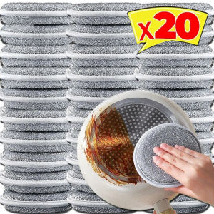 20pcs / 10pcs Double Sided Dish Washing Sponge / Silver Yuanbao Sponge Wipe / Kitchen Cleaning Tools / Non Greasy Cloth / Non Damaging Pot / Circular Sponge Block / Washable Reusable Wipes