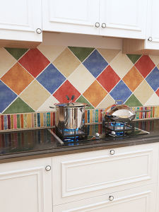 American Style Retro Kitchen Oil Resistant Stickers High Temperature Resistant Film Stove Wall Use Waterproof Bathroom Self Adhesive Wall Stickers