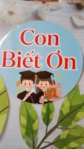 Bông hoa " CON BIẾT ƠN - mẫu rời ép plastic sẵn băng keo dán tường. Trang trí lớp