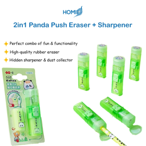 HOMIE 2-in-1 Panda Push Eraser + Sharpener / Student Kids School Stationery / Office Accessories