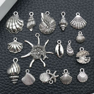 16 Styles DIY Alloy Jewelry Accessories Ocean Animal Series Shell Nautilus Pendant Bracelet Necklace Earring Drop Earrings