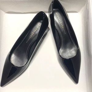 Comfortable Flat Heel Work Shoes for Women Sharp Pointed Toe Roman Style Faux Leather Slip-On Office Shoes Black Professional