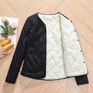 2025 New Womens Slim Fit Short Cotton Jacket Lightweight Fleece Lined Inner Coat Stylish Commute Artistic Straight Cut