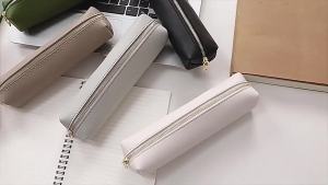 (ZYDD01) 1Pcs PU Leather Pencil Case Small Portable Makeup Brush Storage Bag Students Simple Stationery Box School Supplies