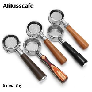 พอร์ทาฟิลเตอร์แบบไม่มีก้นขนาด 58 มม. แบบ 3 หู สำหรับเครื่องชงกาแฟ Hibrew h7 h7a h10a Breville Barista Max Mini Sunbeam อุปกรณ์เสริมเครื่องชงกาแฟเอสเพรสโซ