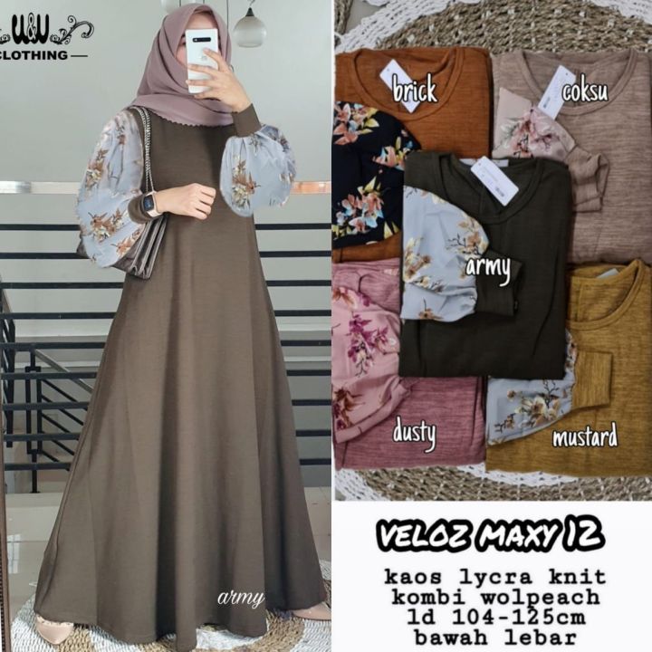 Dress Maxy Muslim Veloz bahan Lycra Knit Lazada Indonesia