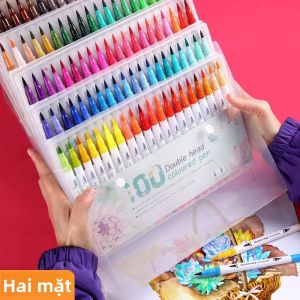 Bộ 120 Bút Dạ Quang Hai Đầu Mực Gốc Nước Có Thể Giặt Sạch Dụng Cụ Vẽ Tranh Bút Đánh Dấu Bút Vẽ Phác Thảo Dành Cho Trường Học
