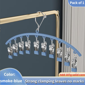 10 Clips Stainless Steel Sock Clip Pace-Saving Arc Sock Drying Rack Windproof Non-slip Clothes Rack Underwear Clip Towel Hanger