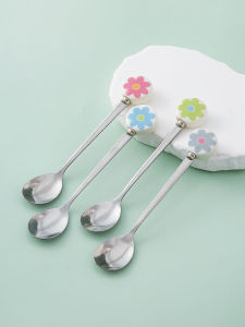 Ceramic Stainless Steel Coffee Spoon Stirring Seasoning Spoon Baby Complementary Food Spoon Creative Kitchen Salt Spoon Cup Spoon