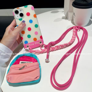 เคสโทรศัพท์มือถือลายจุดสีสันสดใสระดับไฮเอนด์สำหรับ iPhone 16 pro Max Apple 17 โทรศัพท์มือถือแบบใหม่ 13 14 pro กระเป๋าสะพายข้างกลางแจ้ง