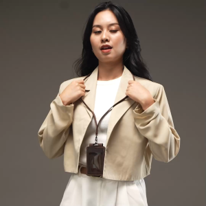 Alona Leather Berly Landyard - Id Card Name Tag Kulit Sapi Asli