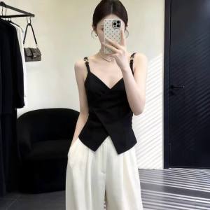 Black Crisscross V-Neck Slimming Tank Top Plus Size