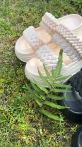 Yink Sandal Wedges Wanita Motif Tali Tinggi Tebal 5cm Terbaru EVA Sendal Wanita Kekinian Tenun Jelly Premium Slip on Cewek Anti Slip Ruangan