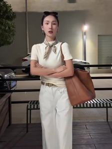 SUSHE | Slim Fitting Simple Versatile Cotton Short Sleeve Blouse