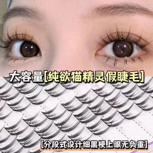 Glue-Free Natural Cat Genie Eyelashes Fake Eyelashes Female Bean Bag Single Cluster Series Novice Grafting Super Simulation Nature