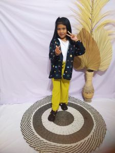 setelan kiyowo anak outher katun hitam anak perempuan