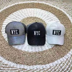 Topi Baseball Distro Pria Polos NYC Kain Glitter Setengah Jaring Trucker Hat Korea Gaya Casual BSAS
