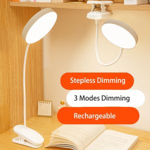 Rechargeable Clip On Desk Lamp 360° Flexible Reading Light Cordless Portable Clip On Lights Day Light Touch Study Lamps