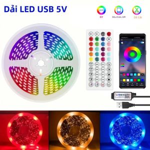Dải Đèn LED RGB USB 5V Băng Đèn SMD 3535 Đèn Dải Mềm Điều Khiển Từ Xa Bằng Ứng Dụng Trang Trí Nhà Cửa Chiếu Sáng Tường Phòng