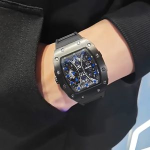 OLEVS 3602 Watches Business Wristwatches Square Chronograph Leather Strap Quartz Watch Men Wrist Brand Sports Luminous W