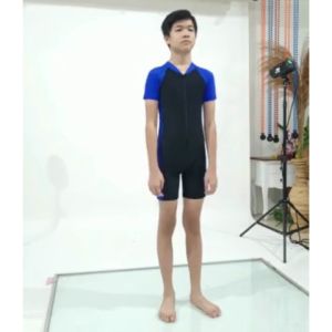 Baju Renang Anak Laki-laki Terusan Lengan Pendek Polos Anak SD Usia 6-15 Tahun