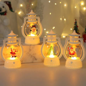 【YHdecor】Retro Portable Lantern Lights Christmas Lights Decorations Set Sale Ornaments Christmas Home Decor 2022 Xmas Lamp Santa Claus Printing Party Decor Accessories Gifts 02
