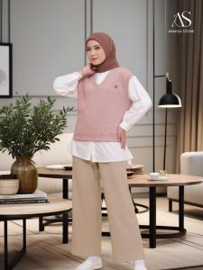 CELANA OLAHRAGA TRAINING WANITA NIBRAS ALNITA LEIF LIGHT TAUPE / CELANA KULOT SPORT DAILY OUTFIT