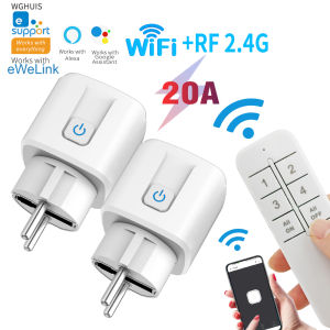 20A EWeLink WiFi Smart Socket Wireless Remote Control Compatible with Alexa Voice Control EWeLink App for Smart Home Automation