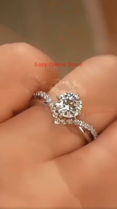 Celestial Veil Engagement Ring Cincin Pertunangan Cincin Boleh Laras Adjustable 1 Carat Mozambique Skin Friendly Jewelry Ring