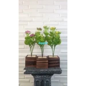 Tanaman Hias Pohon Artificial Bunga Calandiva X4 Pot Kotak Motif Kayu Dekorasi Meja Aesthetic