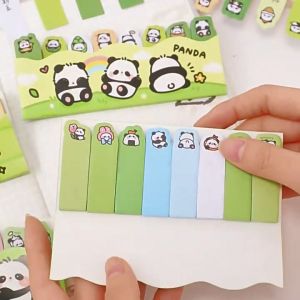 MOMO 120Sheets Cartoon Panda Line Sticky Notes Cute Memo Stationery Student Supplies