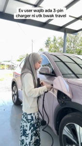 NINGDIAN 3.5kW Type2 Portable EV Charger 16A 3Pin Plug LCD Timer Untuk BYD Proton eMAS7 Ready