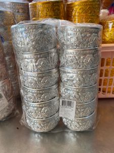 (4ใบ 100 บาท) ขันน้ำลายไทย 8 cm แก้วน้ำ ขันเงิน ขันลายไทย อลูมิเนียม