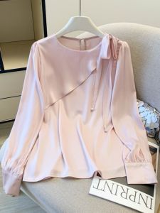Slimming Elegant Satin Long Sleeve Shirt For Spring Autumn