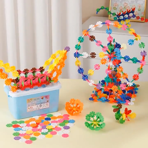 Snowflake Building Blocks Toy DIY Construction Set for Kids Montessori STEM Creative Learning