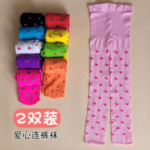 ถุงเท้าเด็กผู้หญิง ถุงเท้าเต้นรำลายหัวใจบางๆ ฤดูใบไม้ผลิและฤดูร้อน เหมาะกับนักเรียนและนักเต้น ถุงเท้าผ้าไหมอเนกประสงค์