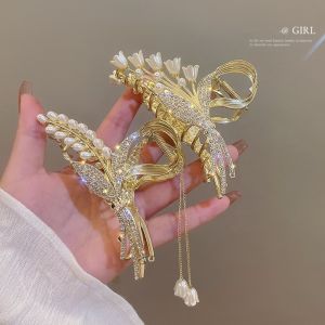New Elegant Hair Claw Bell Orchid Flower Hair Clip Ponytail Hairpin Claws Clip Women Girls Headwear