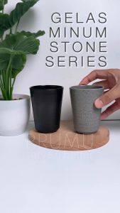 PRUMU Melamine Stone Gelas 260 ml - Gelas Teh - Gelas Cafe - Gelas Restoran - Gelas Ulir Golden Dragon B2303A