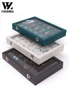 Large Capacity Velvet Glass Cover Jewelry Box Storage Organizer for Necklaces Earrings Rings Bracelets Chandeliers Display Stand