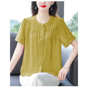 QIAOXIZI | Summer Cotton Linen Loose Mom Shirt