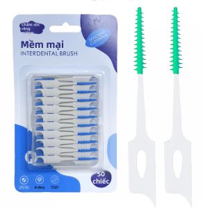 50/100 CÁI Bàn Chải Kẽ Răng Bằng Silicon Mềm Tăm Nha Khoa Dùng Một Lần Que Tăm Làm Sạch Kẽ Răng Màu Xanh Lá/xanh Dương Bàn Chải Chỉnh Nha Hilo Dành Cho Người Lớn