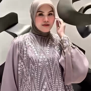 Lunna Lace Dress Ceruty Brukat Pesta Baju Kondangan Muslimah Wanita Dewasa Trendy 2025 Mewah Elegan