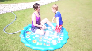 Little Buddy Thickened PVC Childrens Outdoor Water Play Mat 1M Size Animal Alphabet Water Spray Mat Spray Pad Water Play Mat