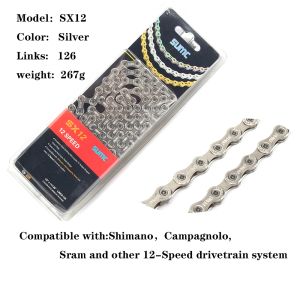 SUMC | SUMC 12 Speed Bicycle Chain Gold/Silver/Rainbow/ Color Quick Link for MTB Road Bike Chains Ultralight 116/126L