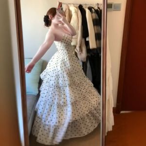 CHANGTONG | Dotted French Style Waist-tightened Tiered Dress