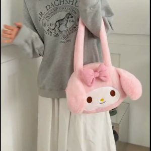 Sanrio Plush Cinnamoroll Kuromi Women Tote Bags Anime Shoulder Bags For Girl Cartoon Bag
